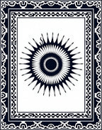 Dark Blue Sunburst Frame Rug