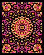Vibrant Pink Yellow Floral Medallion Rug