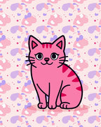 Pink Cat With Purple Cloud Background Rug