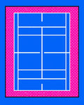 Blue Tennis Court Pink Border Rug