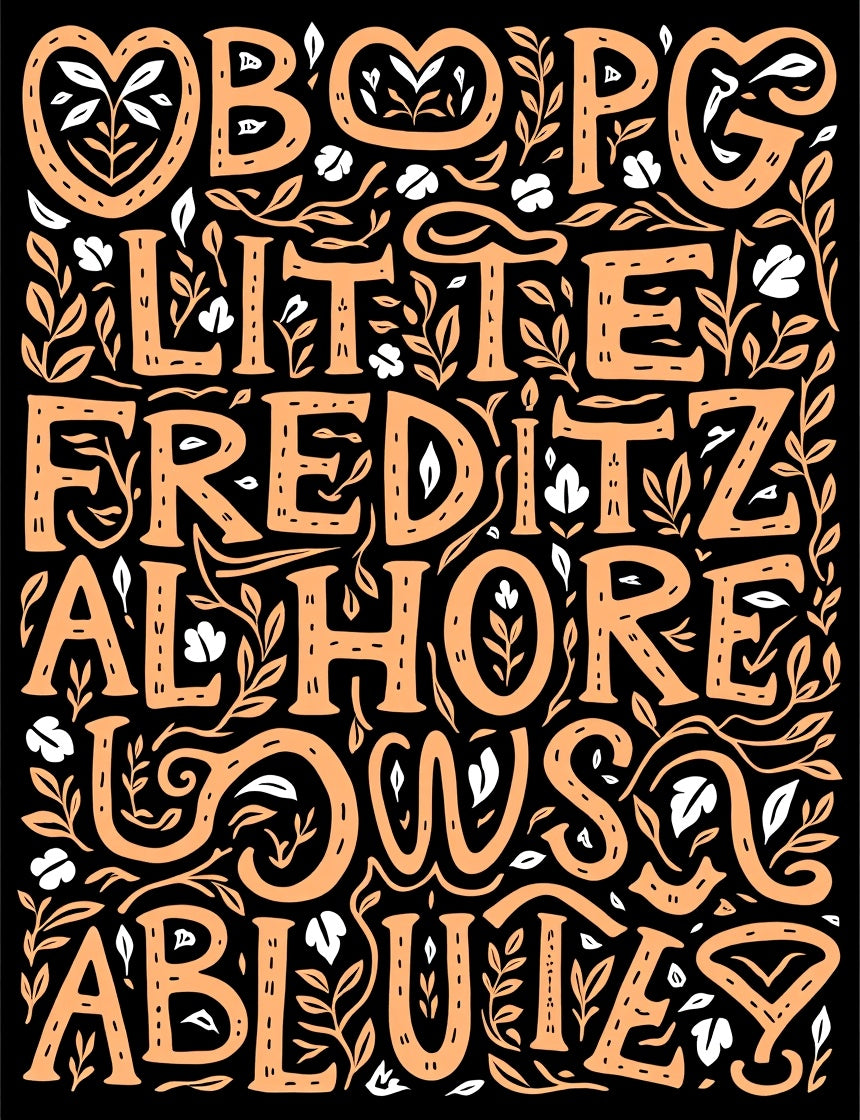 Orange Botanical Lettering Rug