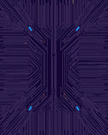 Deep Blue Circuit Board Lines Rug
