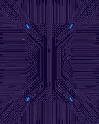 Deep Blue Circuit Board Lines Rug