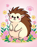 Cute Hedgehog Amongst Pink Flowers Rug