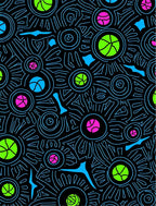 Neon Circles And Lines Rug