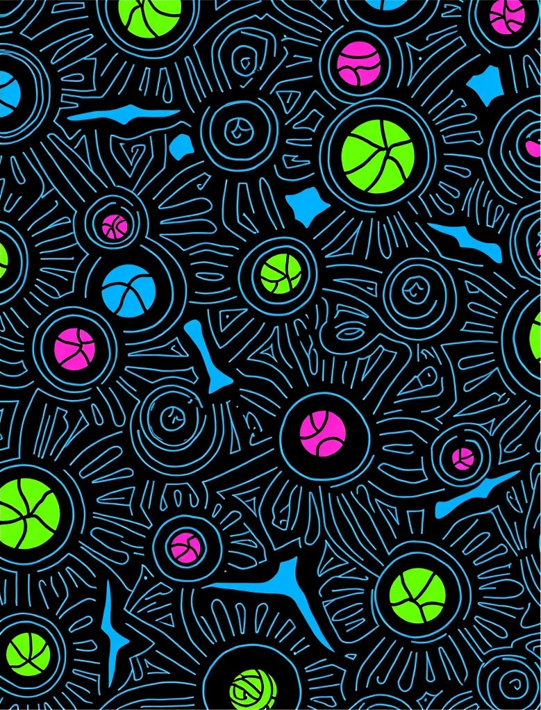 Neon Circles And Lines Rug