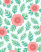 Coral Pink Rose Garden Branches Rug