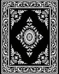 Ornate Black and White Inlay Blooms Rug