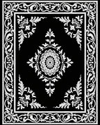Ornate Black and White Inlay Blooms Rug