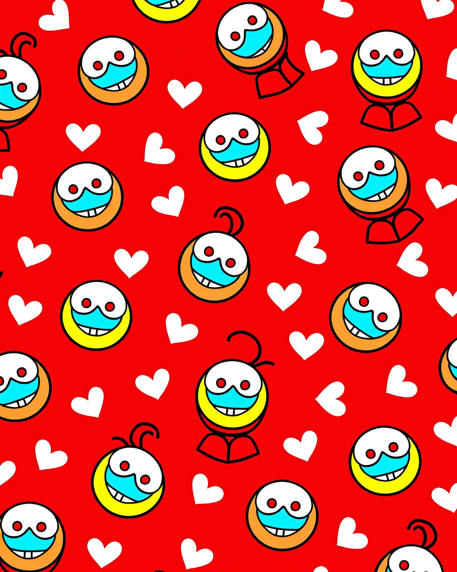 Red Hearts And Smiley Faces Rug