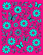Bright Pink Daisy Butterfly Collage Rug