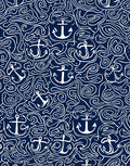Navy White Anchor Sea Swirl Rug