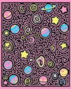 Pink Yellow Blue Celestial Swirl Rug