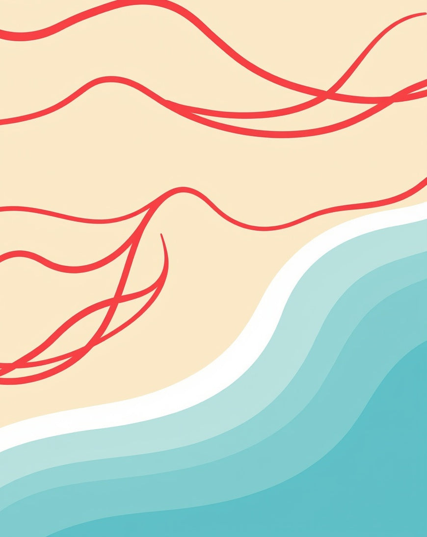 Coral Swirls on Golden Sand Beach Rug