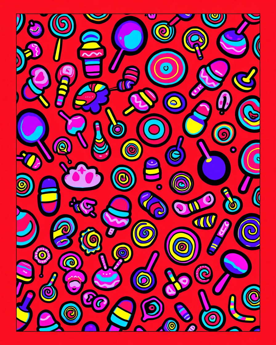 Vibrant Candy Pop Red Swirls Rug