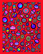 Vibrant Candy Pop Red Swirls Rug