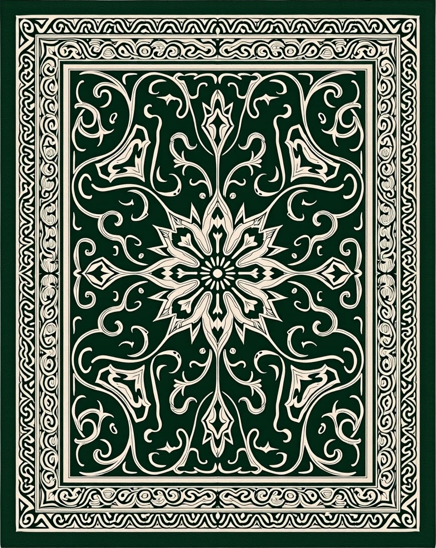 Emerald Bloom Floral Filigree Rug
