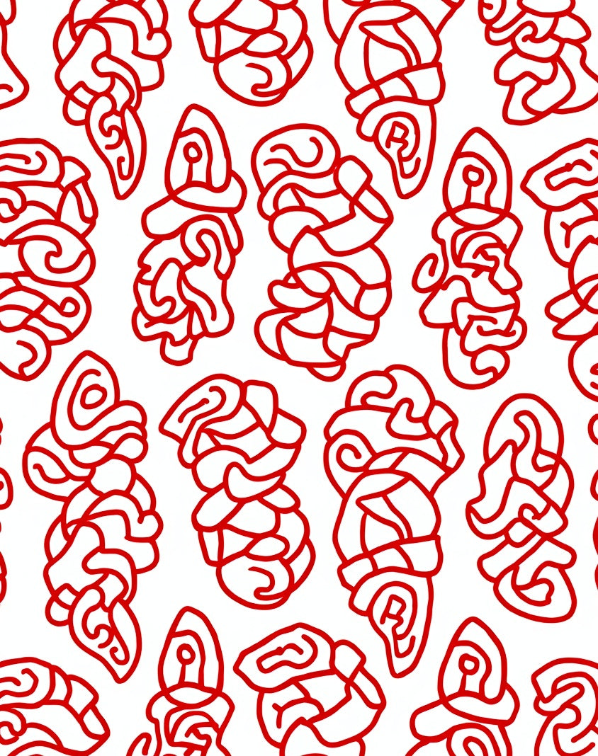 Crimson Labyrinthine Swirls Rug