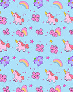 Cute Pink Unicorns Floral Rainbow Rug