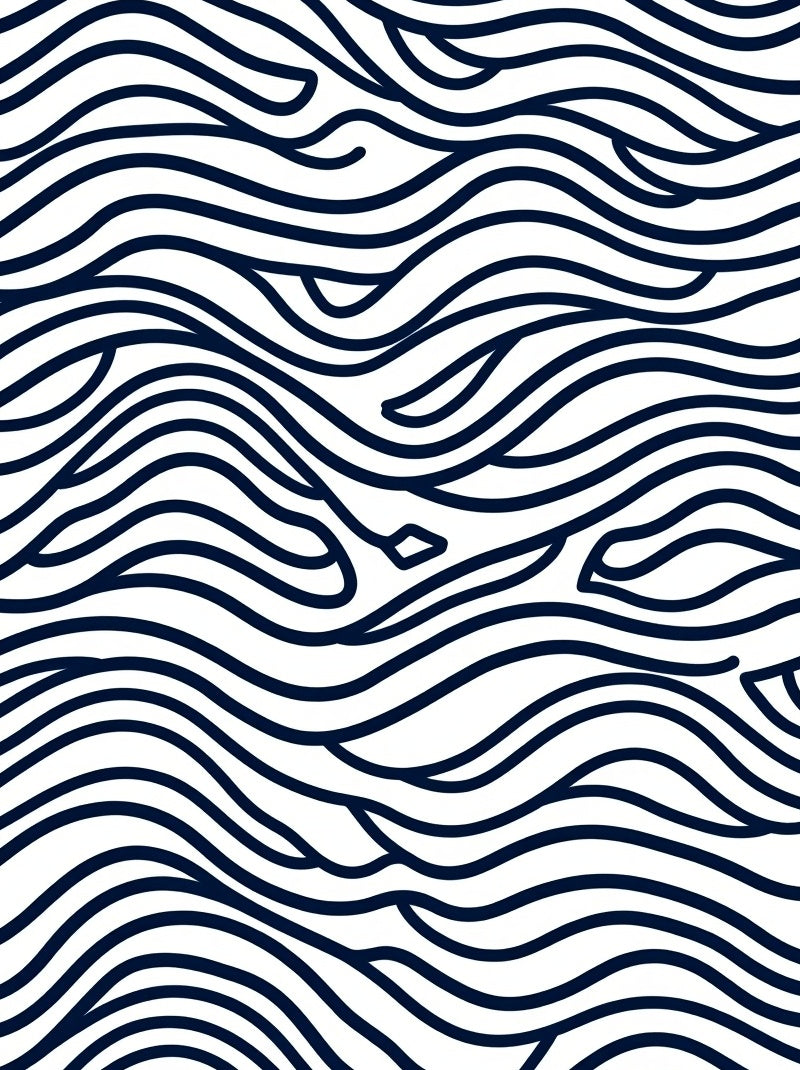 Navy White Intertwined Flowing Lines Rug