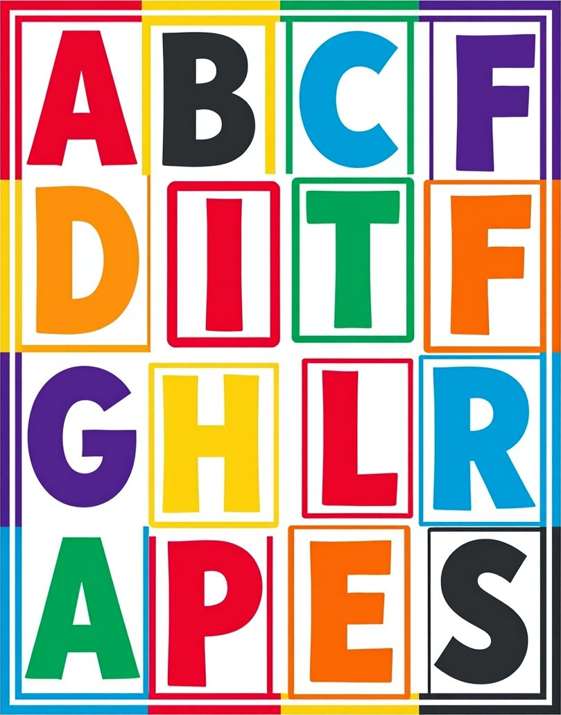 Multicolor Alphabet Blocks Rug