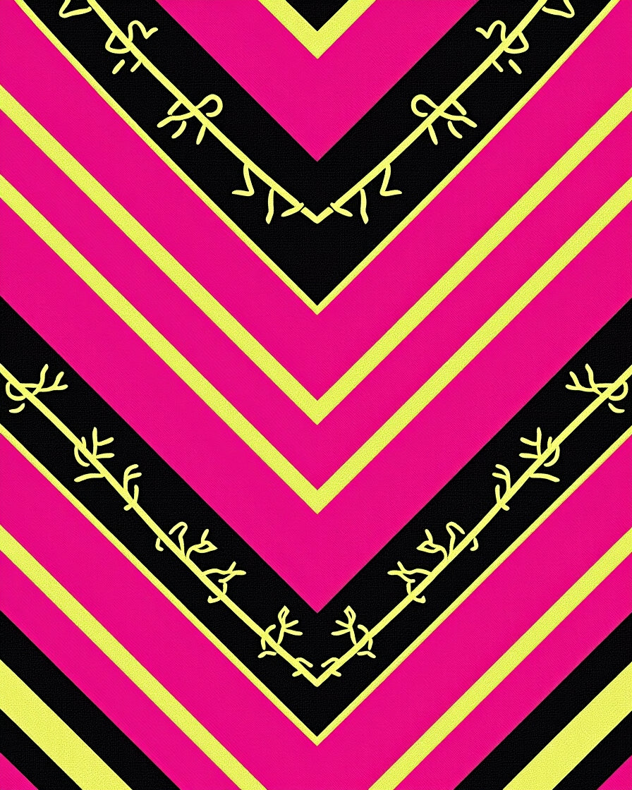 Bold Pink Yellow Chevron Botanical Rug