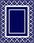 Deep Blue White Ornate Border Rectangular Rug