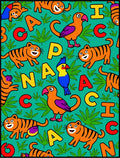 Playful Tigers Parrots Alphabet Jungle Rug