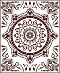 Brown Circular Symmetrical Floral Medallion Rug