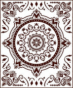 Brown Circular Symmetrical Floral Medallion Rug