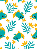 Teal Goldfish Plant Scatter Rug