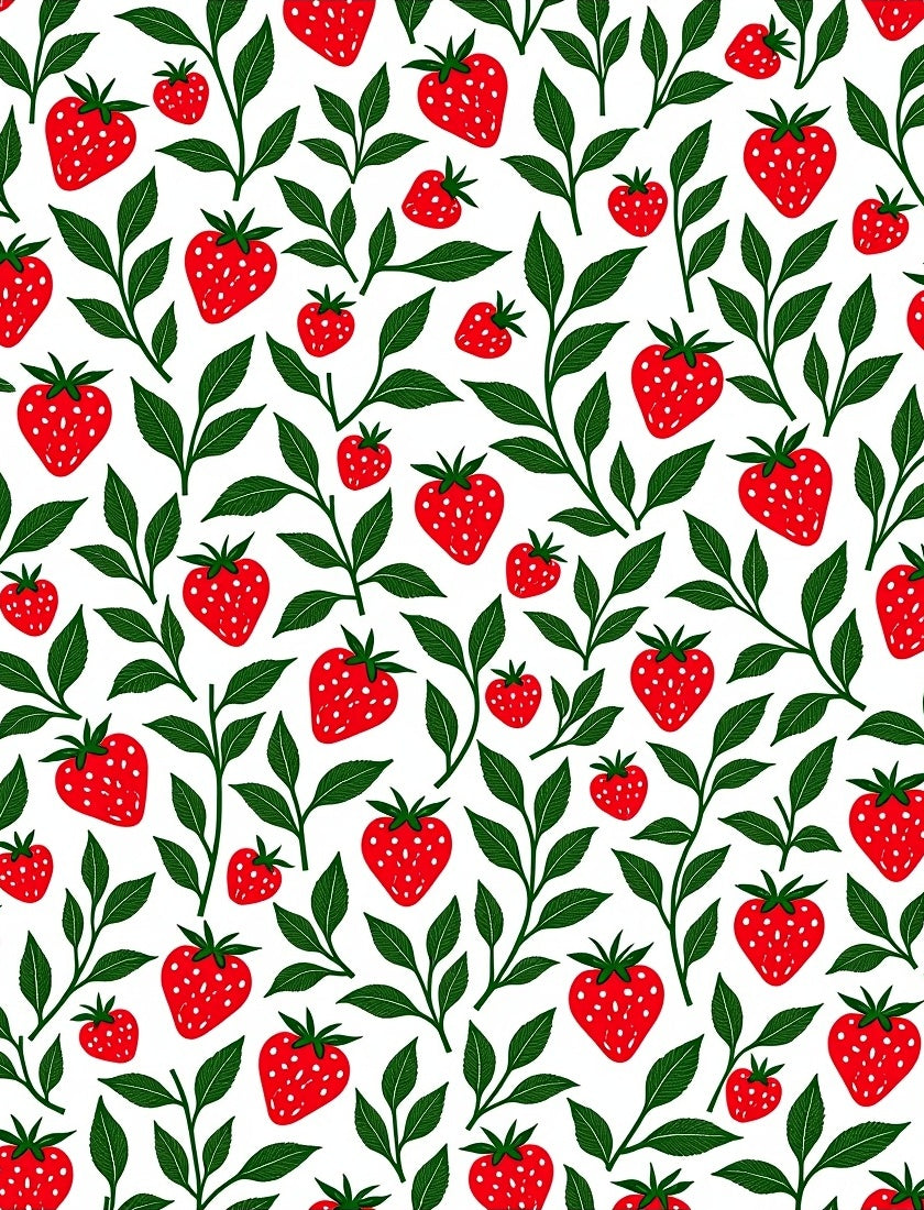 Whimsical Red Strawberry Foliage Rug