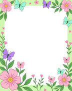 Pastel Pink Purple Butterfly Garden Border Rug