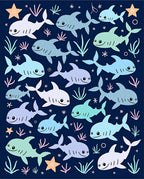 Cute Kawaii Shark Aquatic Marine Life Rug