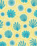 Turquoise Blue Botanical Circles Yellow Rug