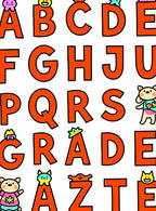 Playful alphabet rug with cute characters Rug