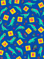 Playful Dinosaur Alphabet Blue Rug