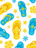 Bright Yellow Blue Flip Flop Flowers Rug