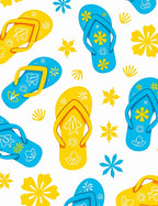 Bright Yellow Blue Flip Flop Flowers Rug