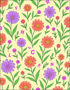 Playful Pink Purple Orange Floral Alphabet Rug