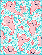Whimsical Pink Ghost Swirl Rug