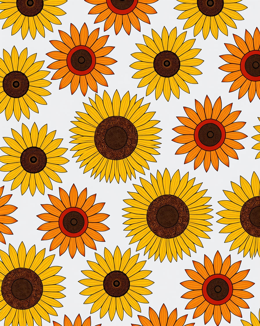 Yellow Orange Sunflower Floral Collage Rug