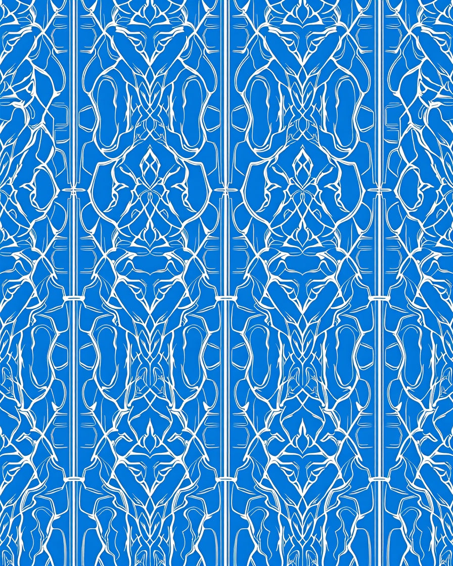 White Labyrinth Blue Ornate Rug