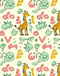 Playful Giraffe Yellow and Pink Alphabet Rug