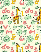 Playful Giraffe Yellow and Pink Alphabet Rug