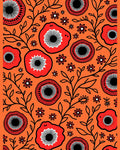 Vibrant Red Floral Vine Accents Rug