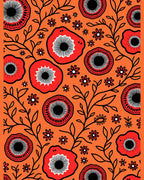 Vibrant Red Floral Vine Accents Rug