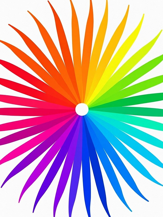 Vibrant Rainbow Petal Sunburst Rug