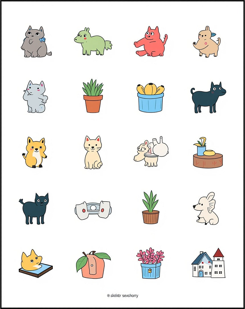 Playful Pet Plant Collage Rug