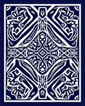 Deep Blue White Tribal Abstract Medallion Rug